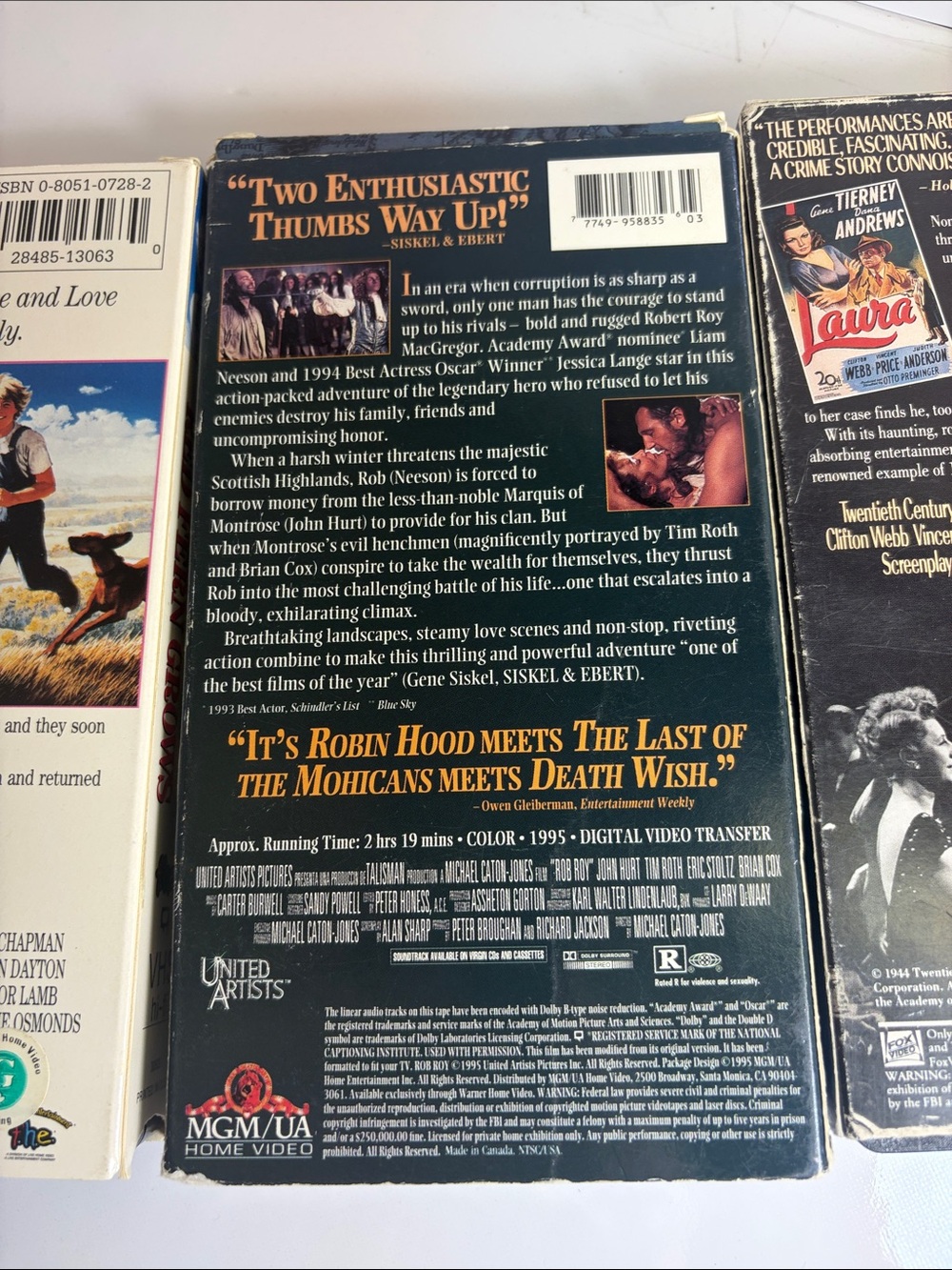 Lot of Vintage VHS Tapes - Rob Roy, Laura, and Where the Red Fern Grows - Picture 5 of 11